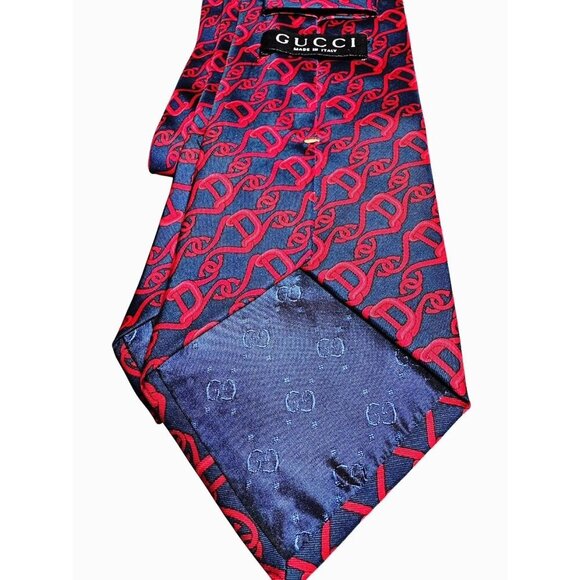 Gucci Men's Silk Designer Neck Tie Red & Blue Pattern- LT3250 - Picture 4 of 4